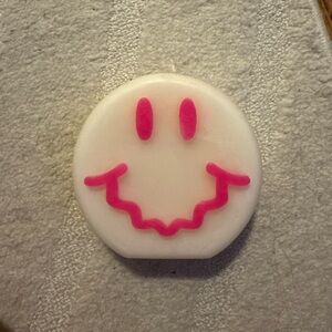 Smiley Face Pink and White Candle